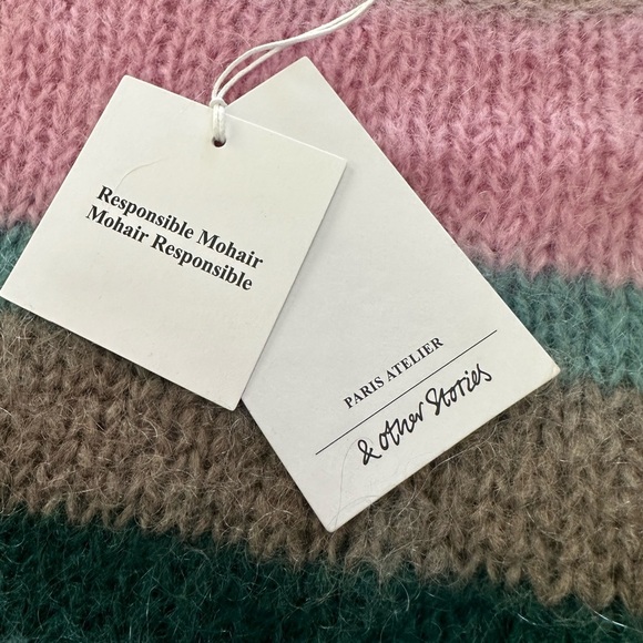 & Other Stories Relaxed Fit Mohair Striped Sweater 21” p2p, size small - Picture 7 of 12